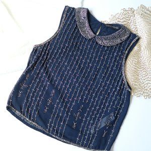 Zara beaded peter pan top